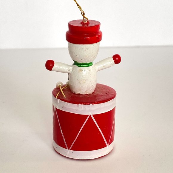 Retro Wood Christmas Ornaments Hand Painted Clown Horse Drummer Circus Set of 3 - Picture 6 of 12